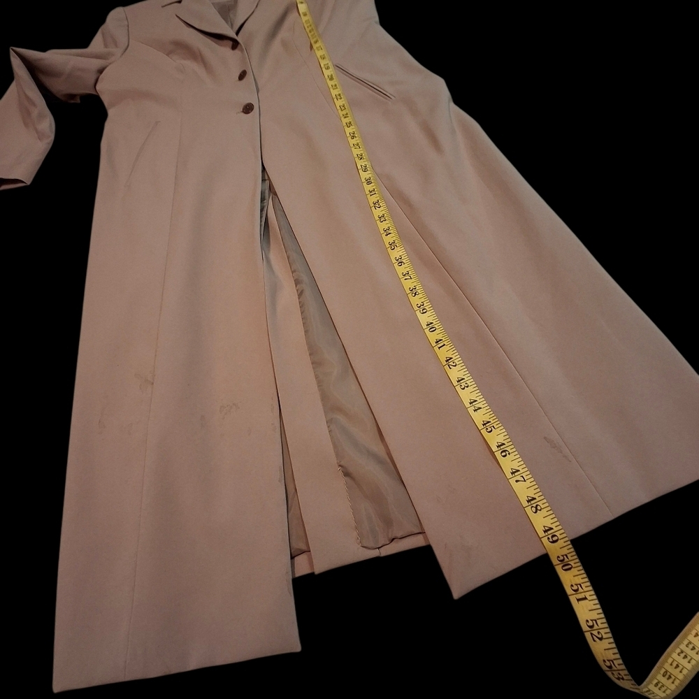 Larry Levine Classics Khaki Button Polyester Long Trench Coat Women Size 18 - Picture 14 of 16